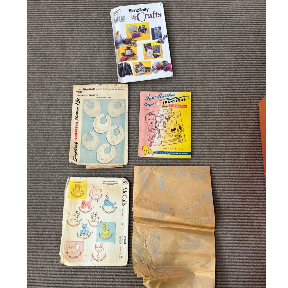 Vintage Embroidery Transfer‎ Pattern Lot Simplicity McCalls Aunt Marthas Animals